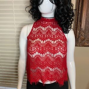 Lace red Top  Size Large